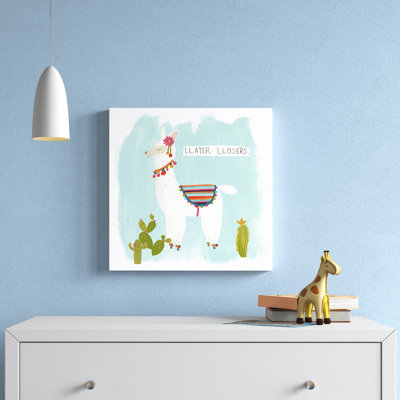 Pom Pom Llama Rama IV by June Erica Vess - Wrapped Canvas Painting