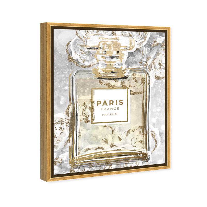 Fashion and Glam Floral French Perfume Gray Perfumes - reproduction d'art sur toile, H 20 po x l 16 po x 1,5 po