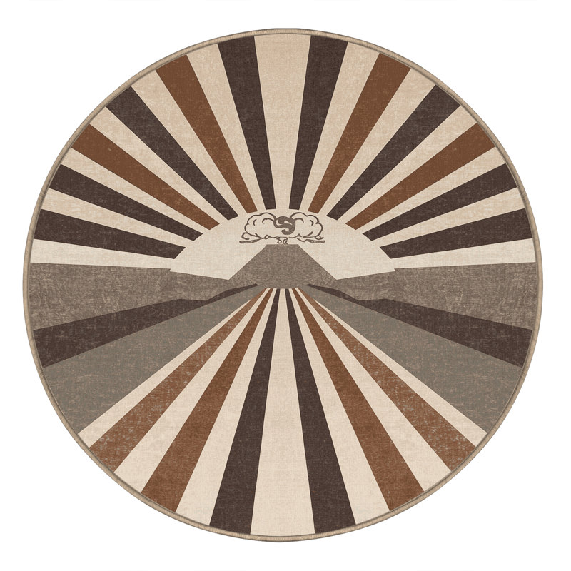 Tapis éclectique beige lavable à la machine Pacchiana, 8' Round