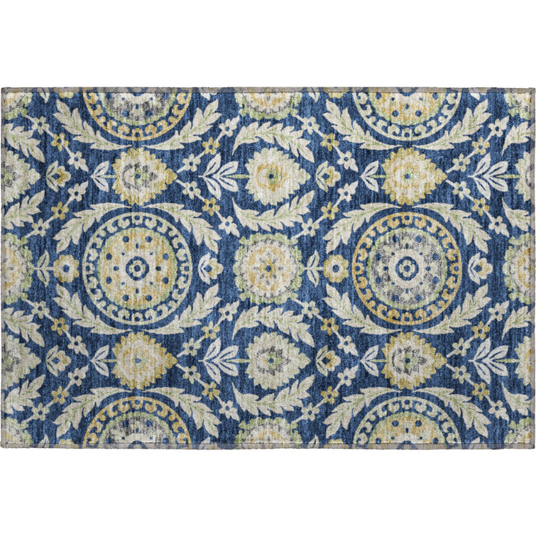 Premium Machine Washable Prisco Navy Rug