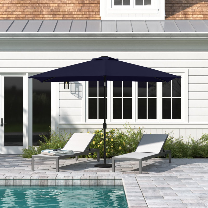 Parasol de marché rectangulaire éclairé 6 pi 6 po x 10 pi Lochala, Bleu marine