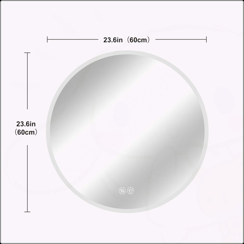 Miroir de salle de bain rond à DEL avec antibuée, température de couleur réglable et fonction de gradation, idéal pour le maquillage de chambre à coucher et de salle de bain