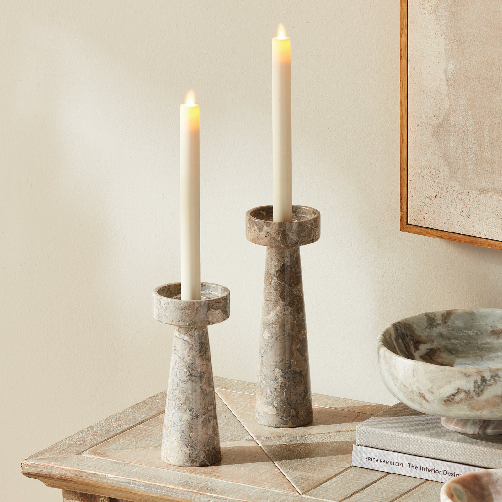 Sierra Genuine Marble Pillar Candle Holder