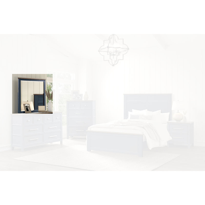Miroir de commode Giordani, Bleu / brun foncé