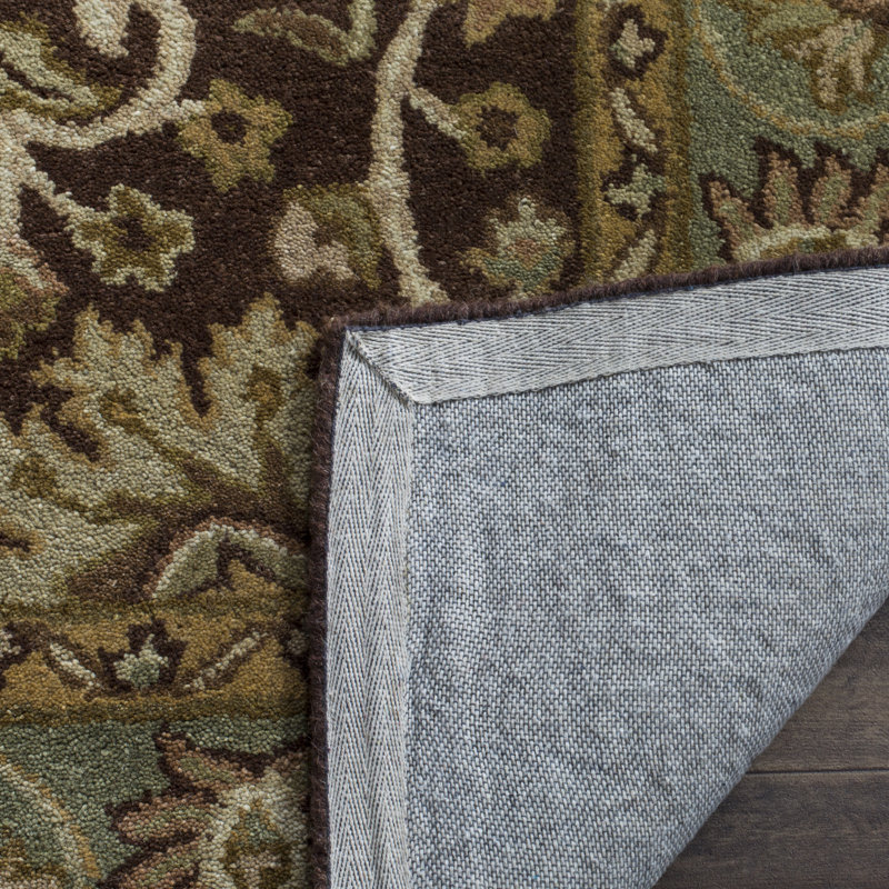 Dunbar Hand Tufted Wool/Cotton/Latex Oriental Rug in Chocolate/Blue, Rectangle 3' x 5'