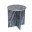 Table de bout latérale Levi, plateau rond de 20 po, base en marbre noir géométrique-122615837-122615838