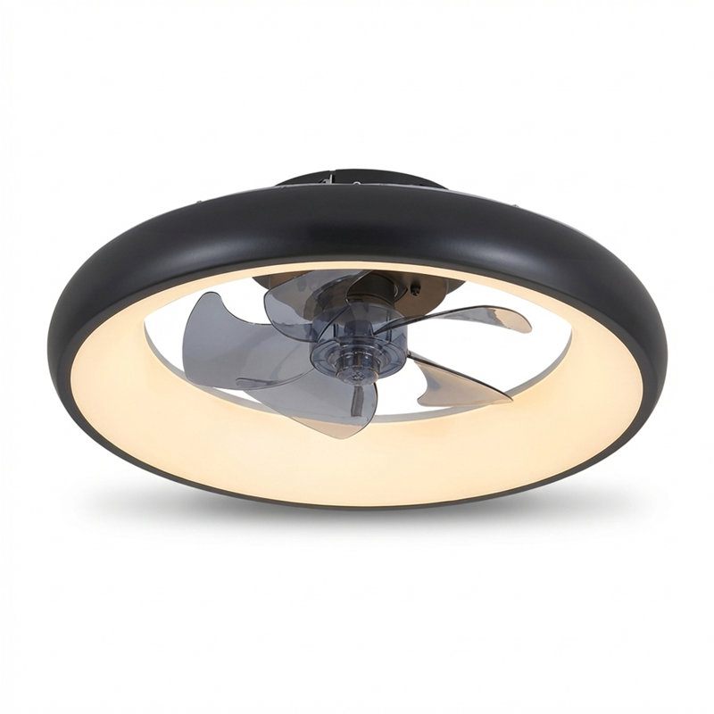 20-inch Black Led Ceiling Fan Light With Dimmable Brightness And Adjustable Color Temperature, Featuring App And Remote Control Operation, Suitable For Living Rooms, Bedrooms, And Dining Areas.