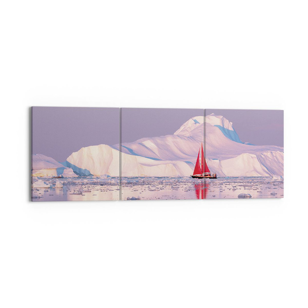 3-tlg. Leinwandbilder-Set Sailing Ship Moon Glacier