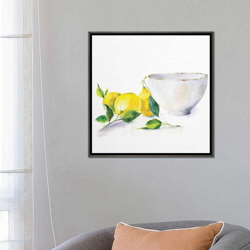 «Lemon Bowl» par Nikki Chu - impression, H 26 po x l 26 po x P 1,5 po, Cadre rustique foncé