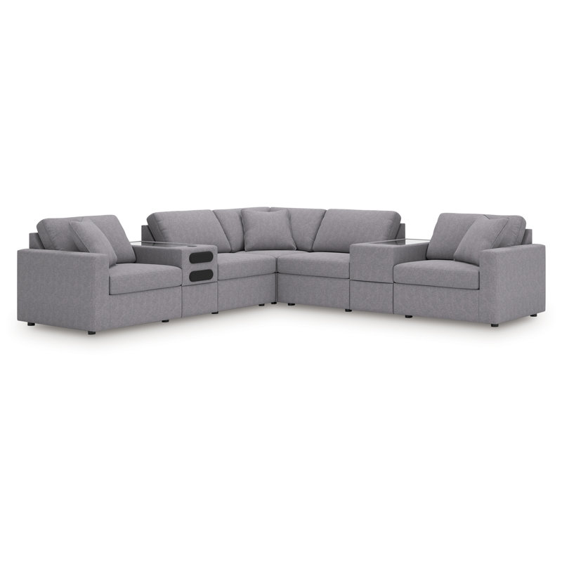 Canapé modulaire équilibré 7 pièces avec audio et consoles de rangement Modmax