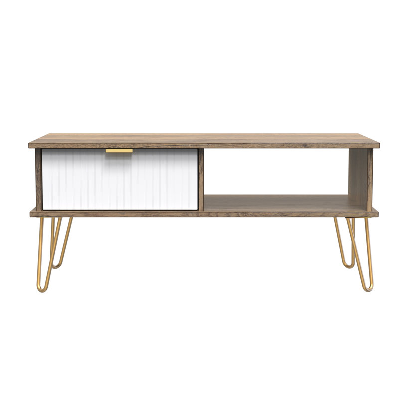 Alcalde Coffee Table with Storage, White/Dark Brown Wood