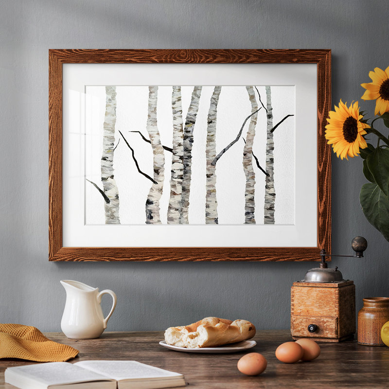 Birch Trees II - reproduction encadrée rustique avec tableau mat, H 28 po x l 42 po x P 1,5 po, Érable