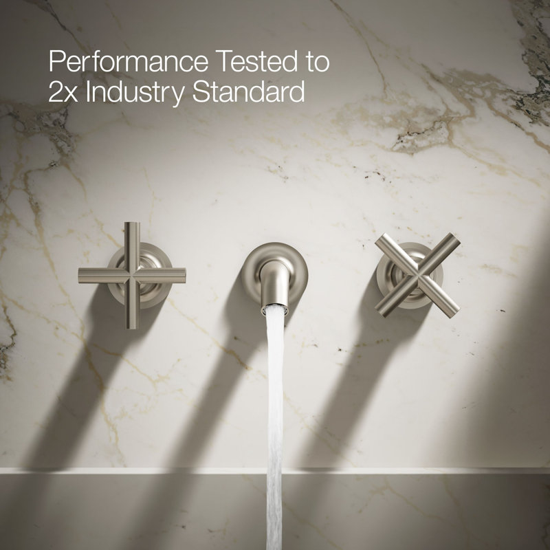Purist® Wall-Mounted Bathroom Faucet, Vibrant Brushed Nickel, Cross Handle