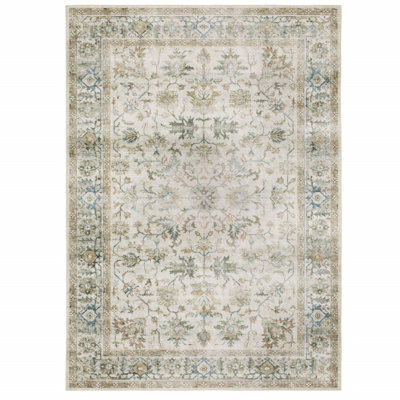 Tapis oriental antidérapant à motif oriental ivoire 7 pi x 10 pi
