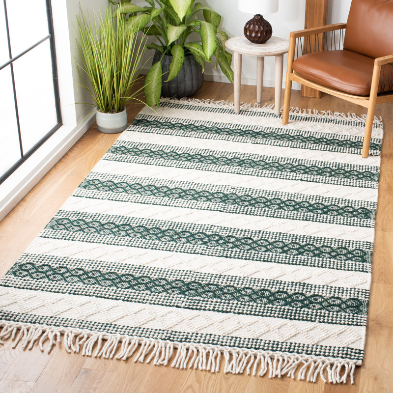 Tapis rayé en laine Natura, Rectangle de 5 pi x 8 pi