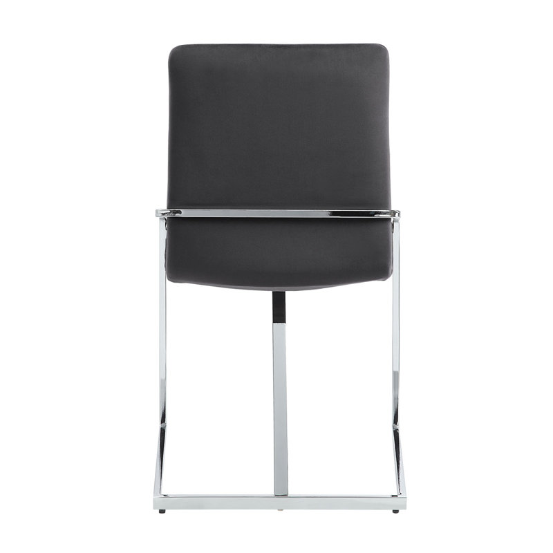 Zlatan Grey Velvet & Chrome Finish Side Chair (Set Of 2)