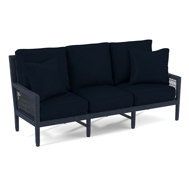 Pine Isle 76" Square Arm Sofa with Reversible Cushions, Navy Textured, 0805-61, Celery