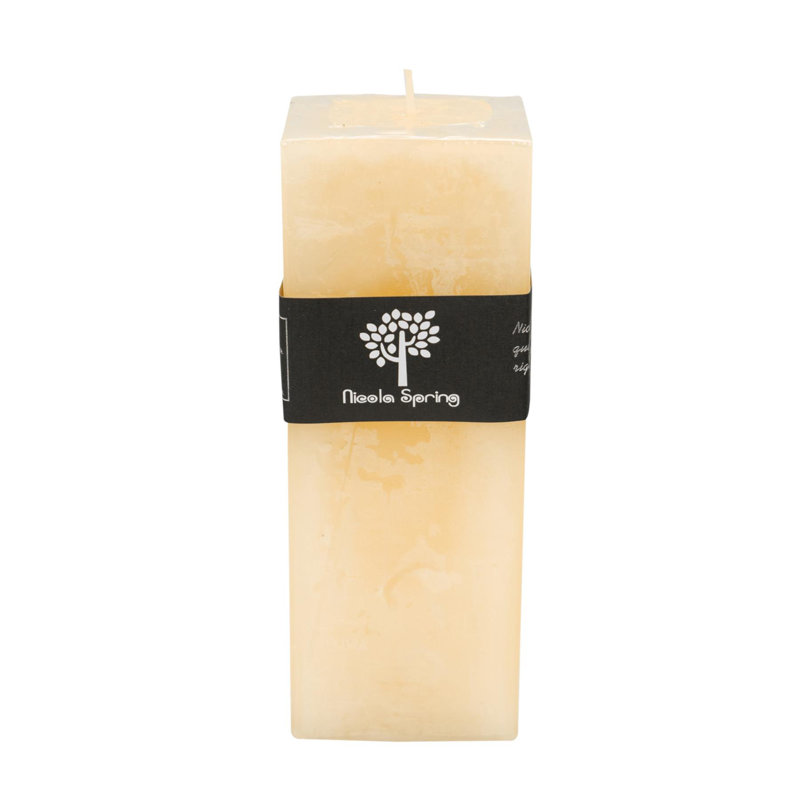 Nicola Spring - Square Vanilla Pillar Candle, 20cm H x 7.5cm W x 7.5cm D