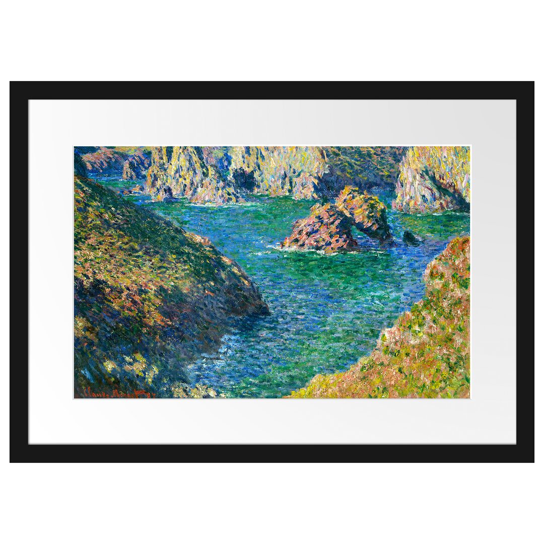 Claude Monet - Port Donnant Belle Ile  - Im Bilderrahmen Mit Galerie-Passepartout