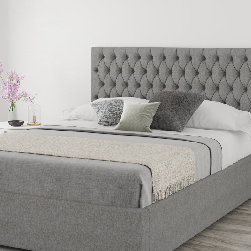 Upholstered Headboard, Linen Grey, Double (4'6)