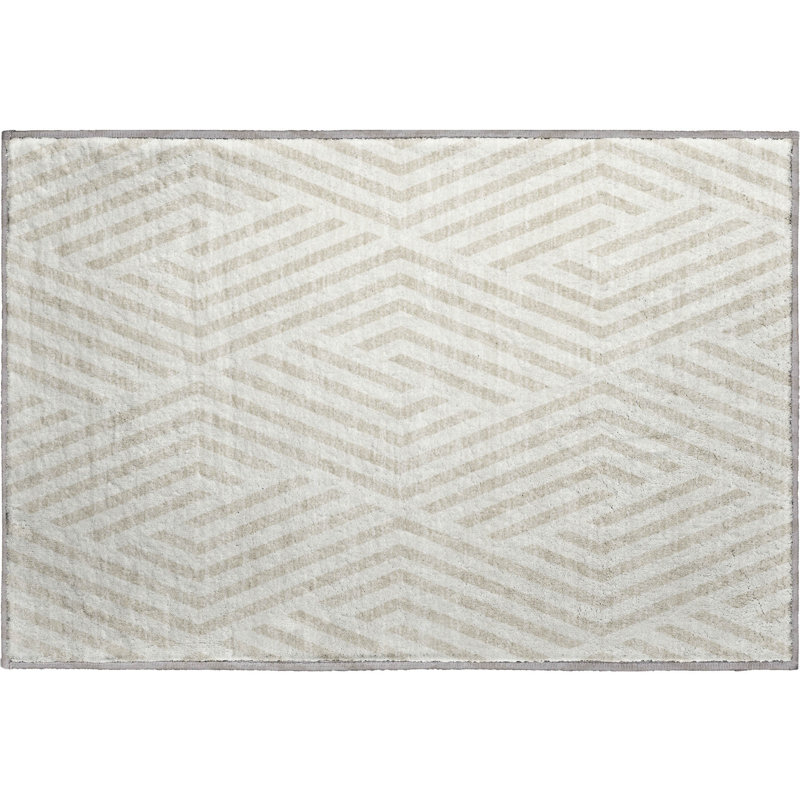 Premium Machine Washable Cerrito AMF550 Ivory Rug, Rectangle 1'8" x 2'6"