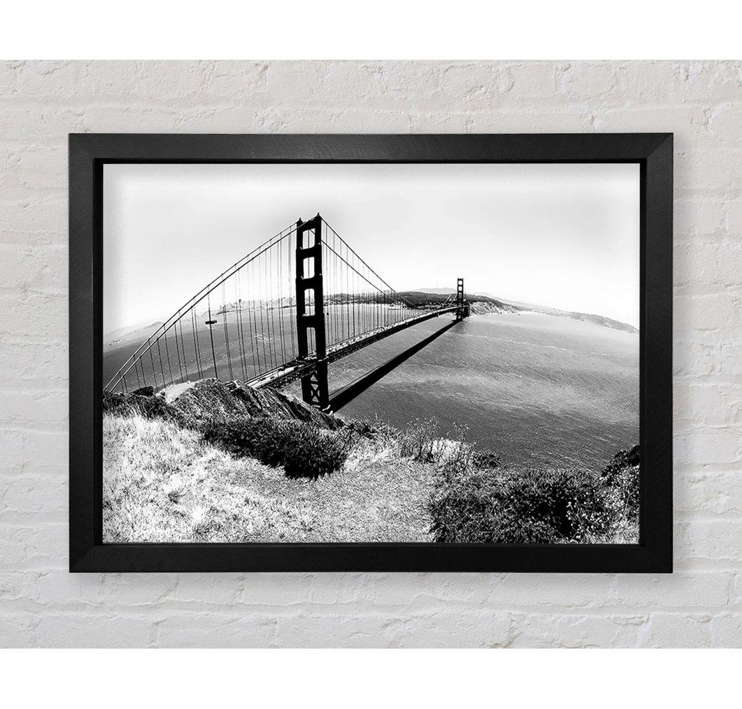 San Francisco Bridge B N W Across The Waters - Einzelne Bilderrahmen Kunstdrucke