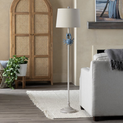 Lampe sur pied en métal avec abat-jour en lin