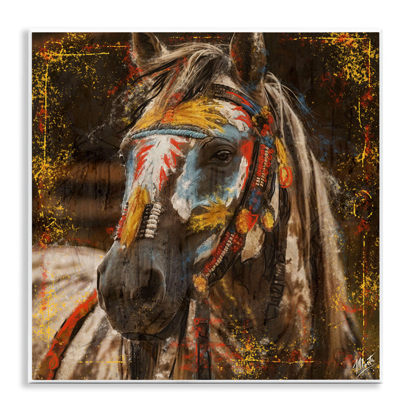 Art mural à motif de visages de chevaux par Marta Wiley