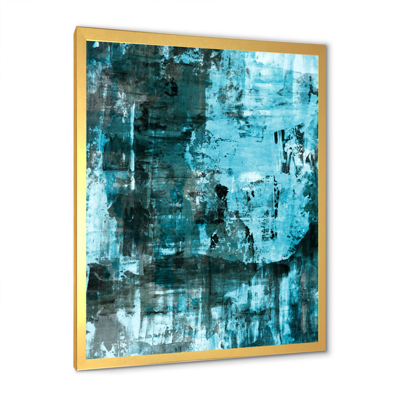 Art abstrait bleu, art abstrait bleu, Encadrement doré