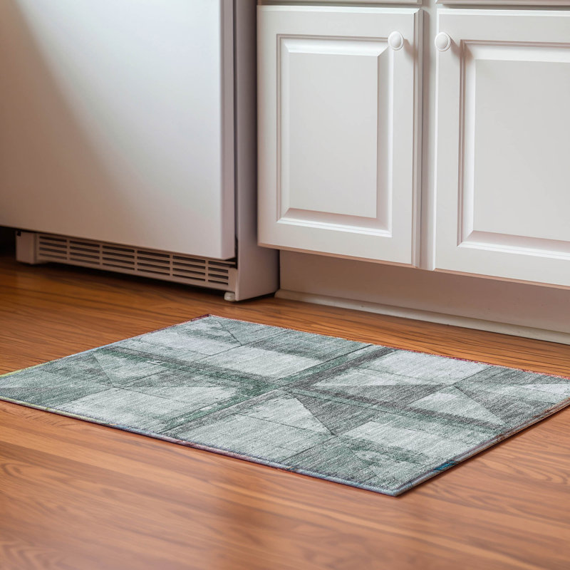 Premium Machine Washable Crestover AMF1876 Geometric Rug, Rectangle 1'8" x 2'6"