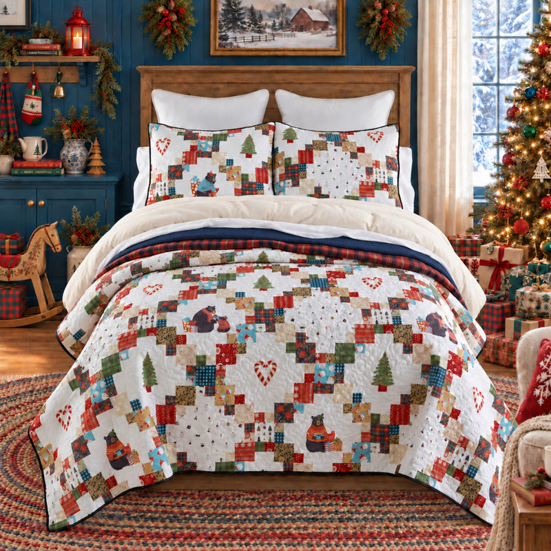 Ensemble de courtepointe festive 3 pièces Your Your Lifestyle par Donna Sharp, Courtepointe très grand + 2 taies décoratives
