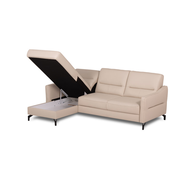 Falkirk Leather Corner Sofabed, Beige, Left Hand Facing