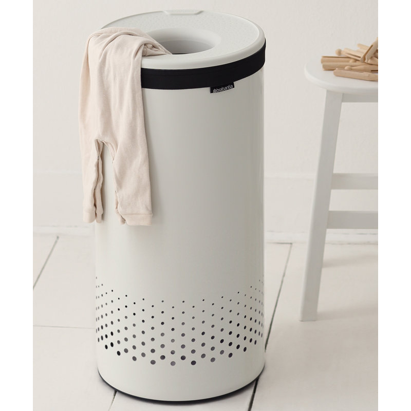 Brabantia Laundry Bin, Matt Steel / Dark Grey, 63 cm H x 30 cm W x 30 cm D