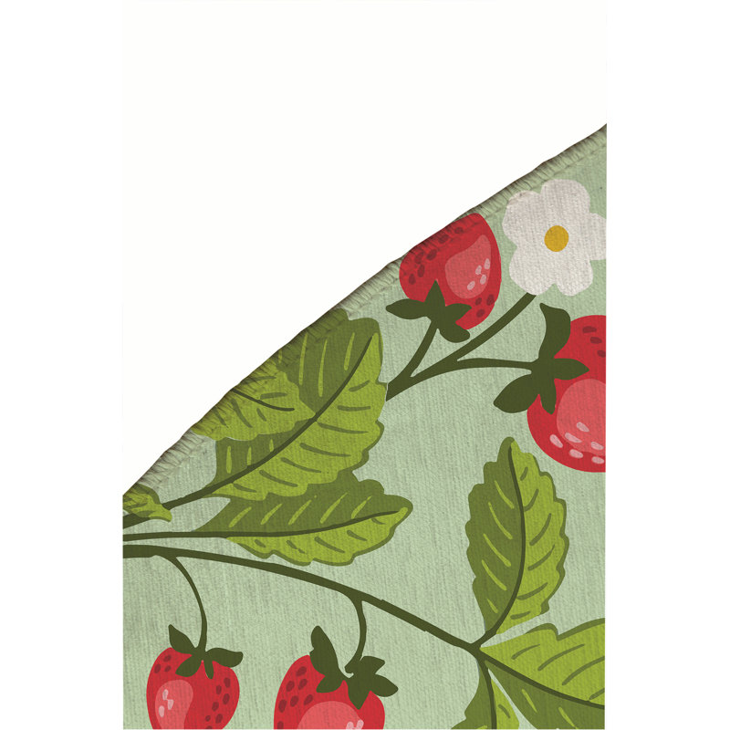 Strawberries Outdoor Rug, Round 5'