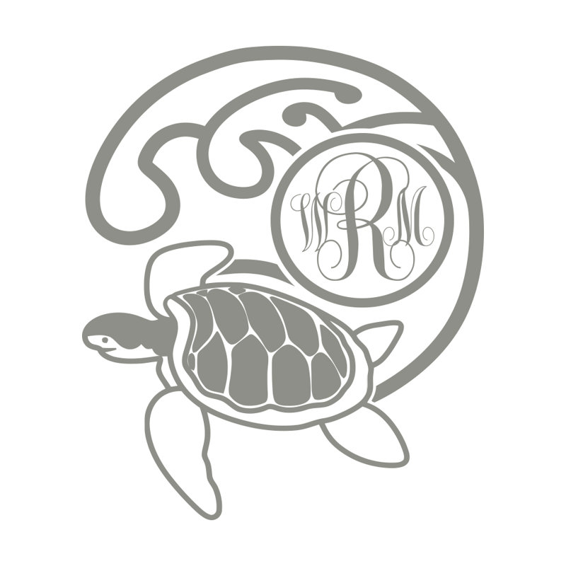 Décalcomanie murale chambre monogramme tortue, Gris argenté, Oui