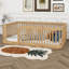Structure de lit double Montessori avec clôture, conception sans lattes pour le jeu créatif, espace de bricolage, barrière de sécurité en bois massif-684423554