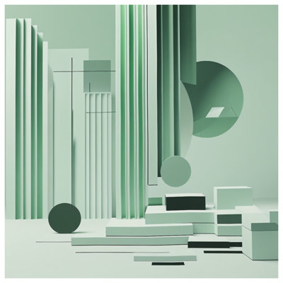 Mint Geometric Composition Wall Tapestry - Architecture Wall Decor