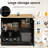 Black Pet Feeding Station With 2 Elevated Bowls, Side Hooks, Construction, Extra Storage Dog Theme