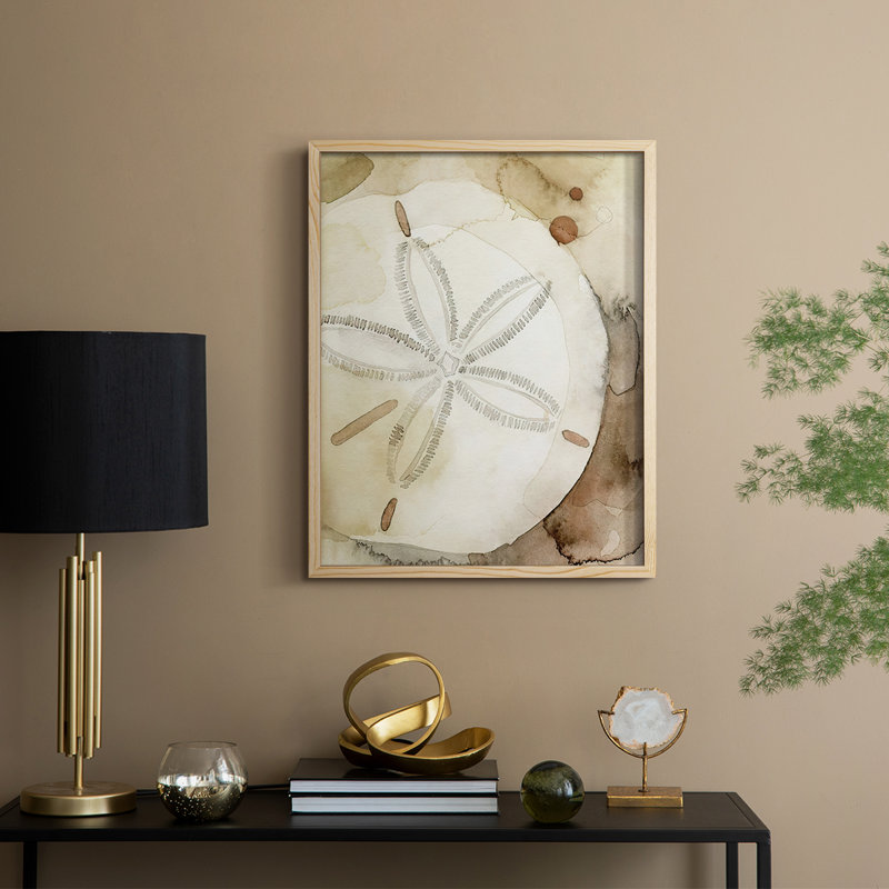 Dry Sand Dollar I, reproduction encadrée - bois massif, H 11 po x l 9 po