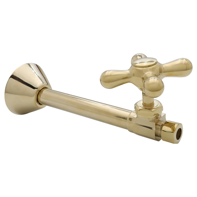 Poignée en croix droite à passage en croix 1/2 po x 3/8 po de diamètre extérieur, Laiton poli
