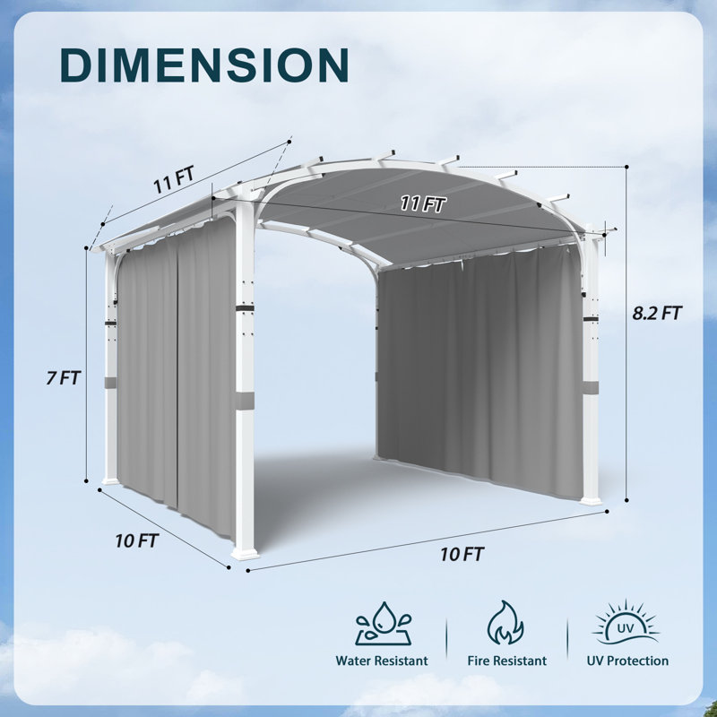 11 Ft. W x 11 Ft. D Fabric Pergola with Canopy, Gray