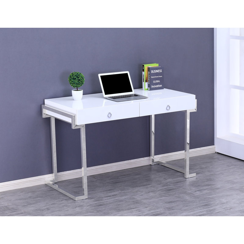Steel Writing Desk, Silver