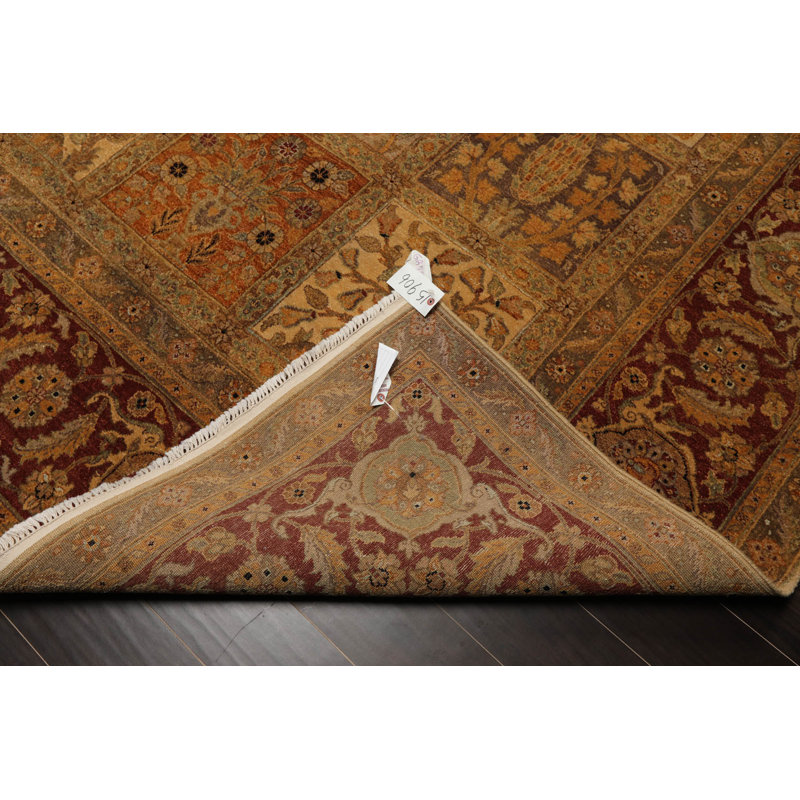 Tapis oriental multicolore en laine noué à la main de style oriental beige 9 pi x 12 pi 4 po Houston