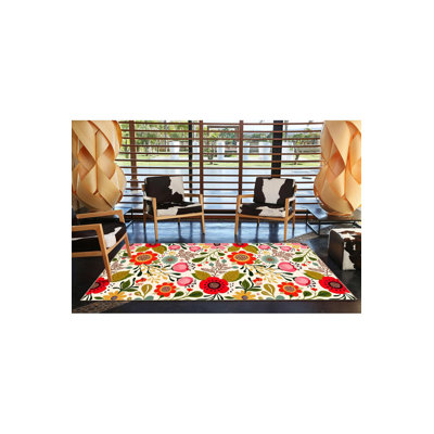 Tapis décoratif à motif floral lavable à la machine