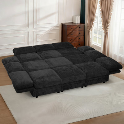 86" Modular Sectional Sofa Bed With 2 Movable Ottomans, Chenille 9 Seats Couch With Storage Seats, Oversized Sofa For Living Room