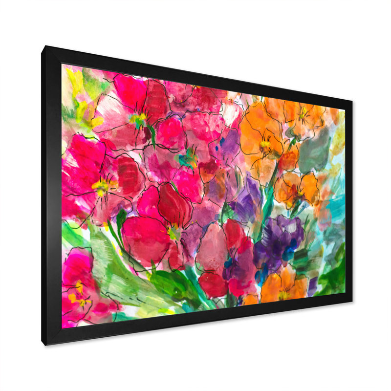 «Bright Vibrant Blossoming Spring Flowers», reproduction sur toile flottante, Cadre noir, H 24 po x l 36 po x P 1 po