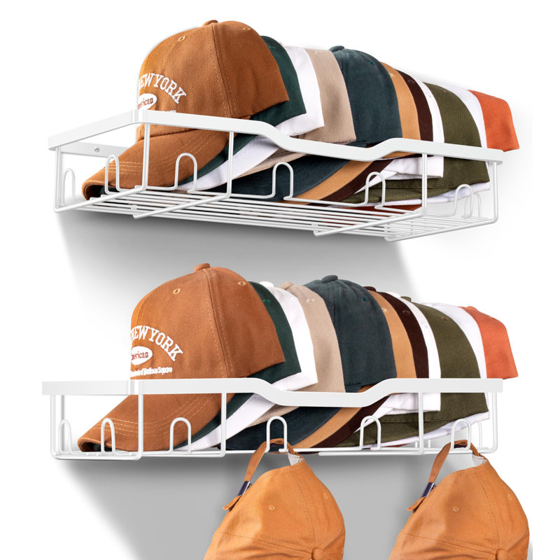 Porte-chapeaux en métal pour casquettes de baseball organisateur mural pour casquettes pour 20 casiers, 2 paquets Organisateur de rangement mural robuste