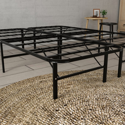 Base de lit plateforme en acier noire - solide, surélevée de 14 pouces, sans sommier, base de matelas à assemblage rapide, capacité de 2 000 livres, facile et élevée