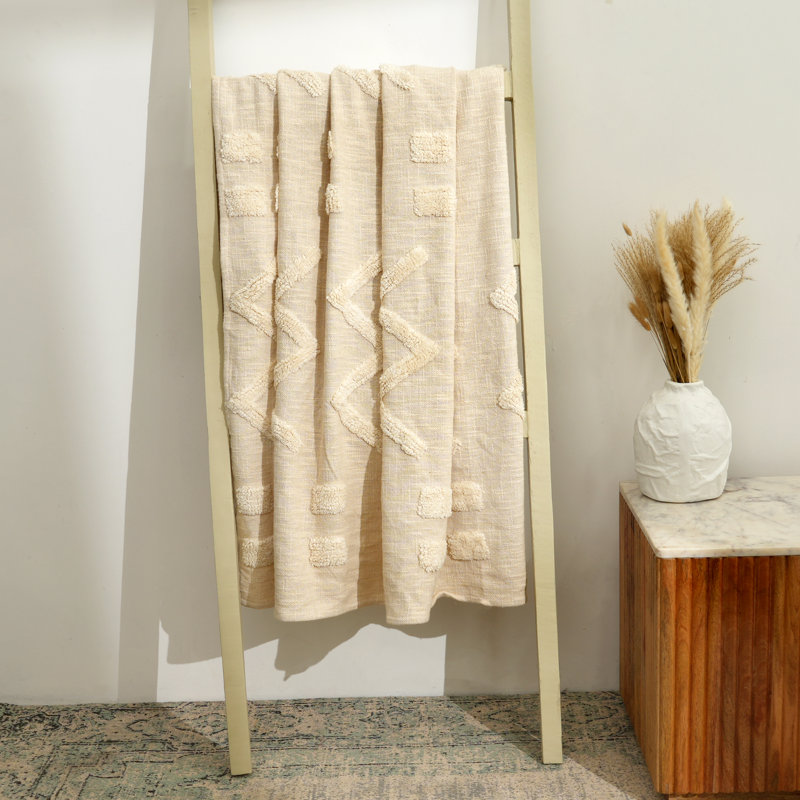 Geometric Cream Rectangular Throw Pillow Cover