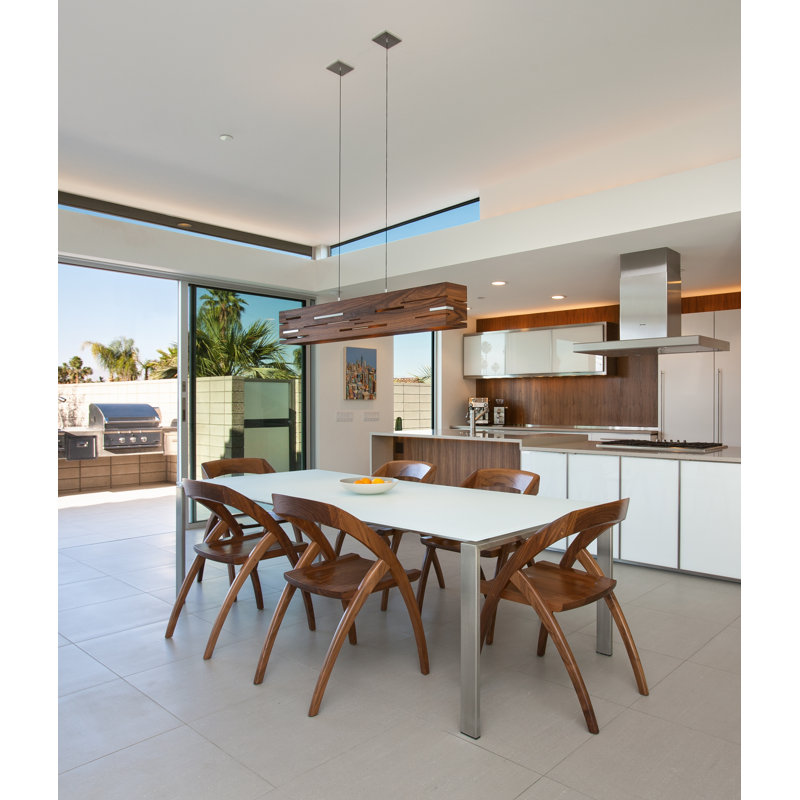 Aeris Linear LED Pendant - 2700K, Brushed Aluminum, Walnut, 7.5" H x 54" W x 5" D